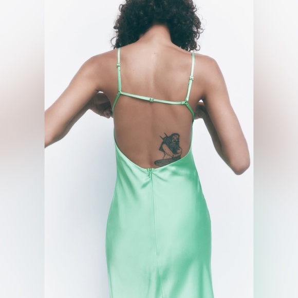 Zara SATIN EFFECT MIDI DRESS - Picture 1 of 13